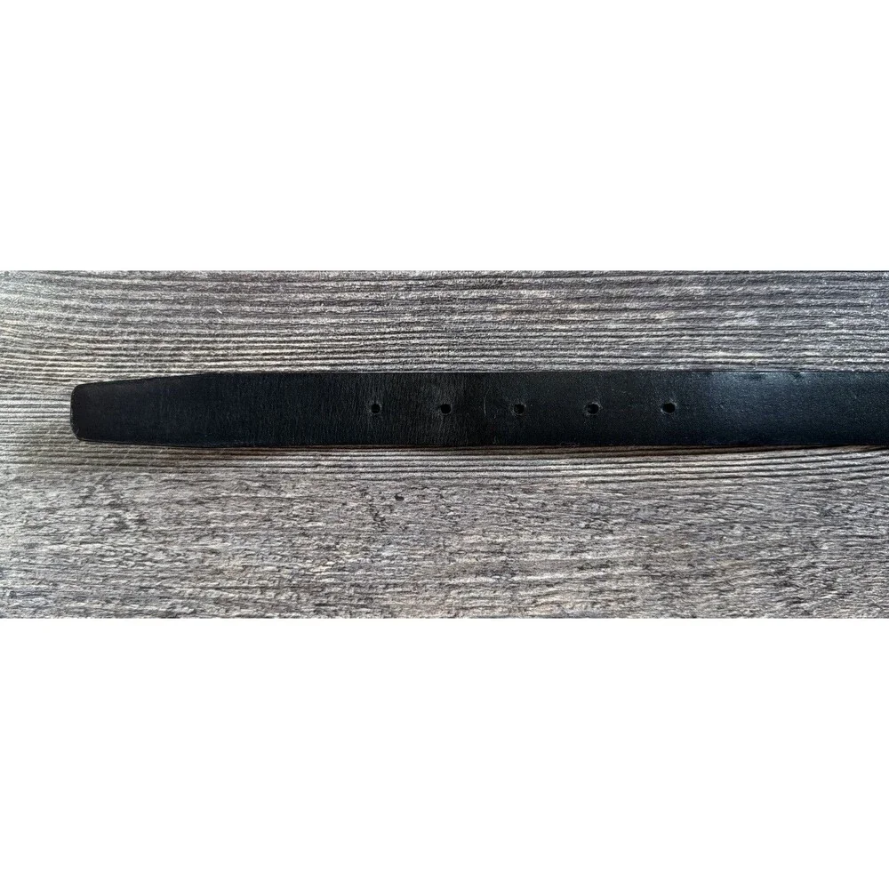 Coach Black Calfskin Leather Belt Women’s 38 Large Solid Brass Silver Buckle
